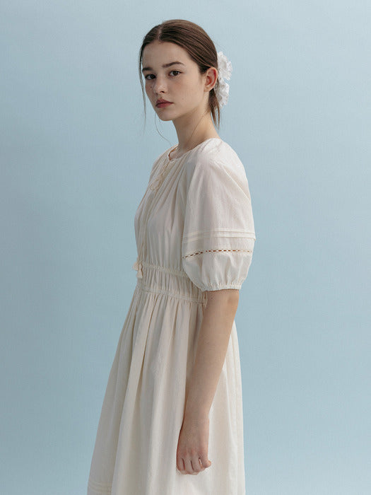 Mango Maniplease Blossom Shirring One Piece Cream