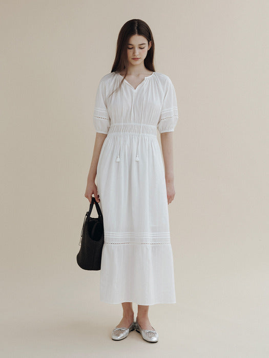 Mango Maniplease Blossom Shirring One Piece White