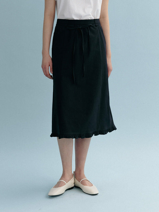 Mango Maniplease Elra Frill Skirt Navy