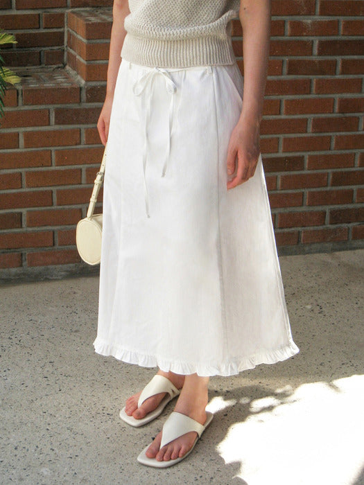 Mango Maniplease Elra Frill Skirt Ivory