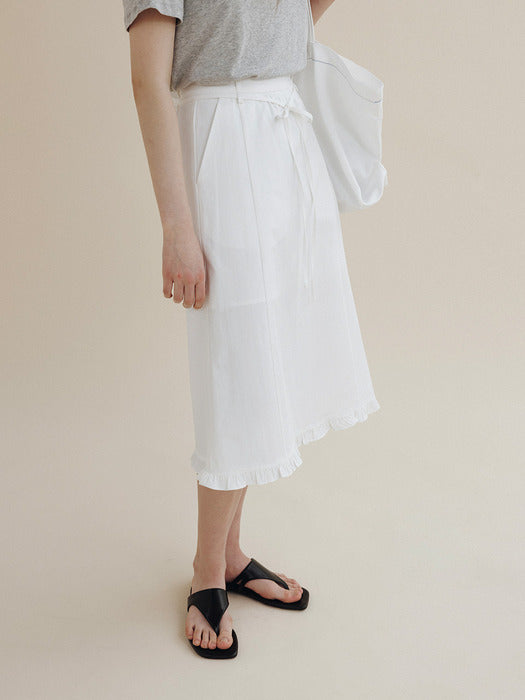 Mango Maniplease Elra Frill Skirt Ivory
