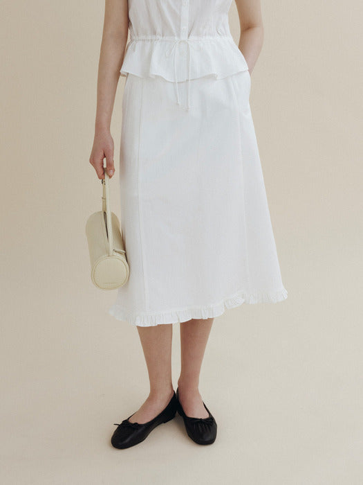 Mango Maniplease Elra Frill Skirt Ivory