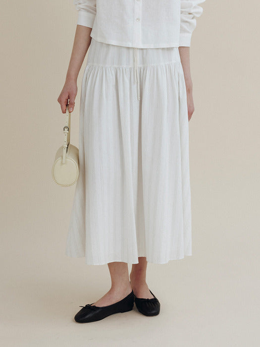 Mango Maniplease Mooi Shirring Skirt Natural