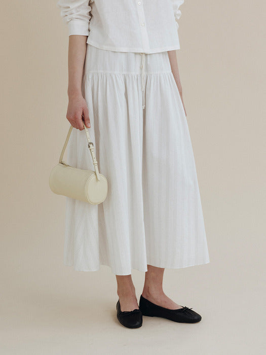 Mango Maniplease Mooi Shirring Skirt Natural