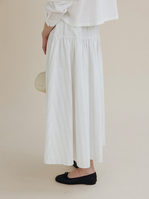 Mango Maniplease Mooi Shirring Skirt Natural