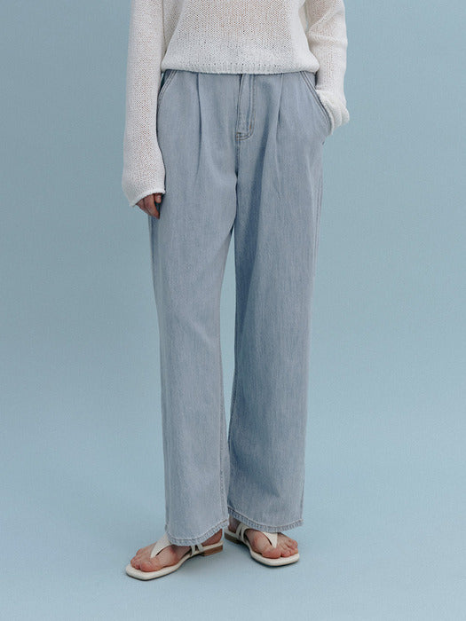 Mango Maniplease Dew Pintuck Jeans Light Blue