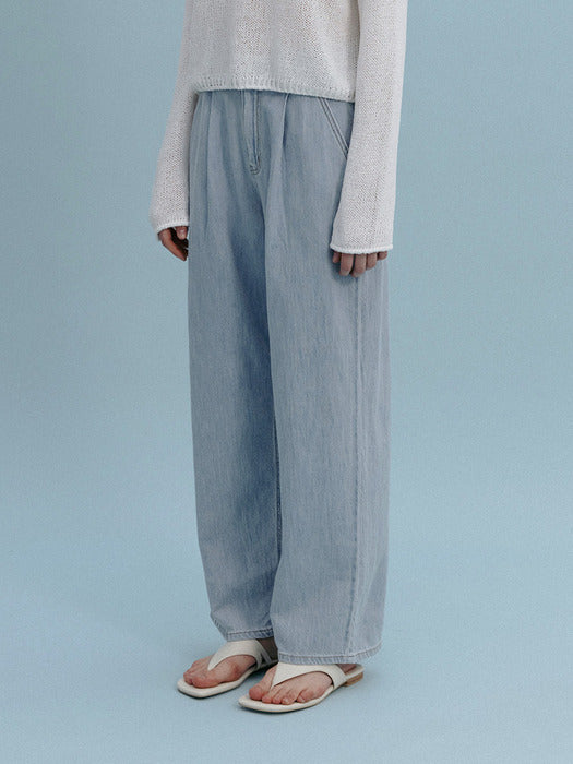 Mango Maniplease Dew Pintuck Jeans Light Blue