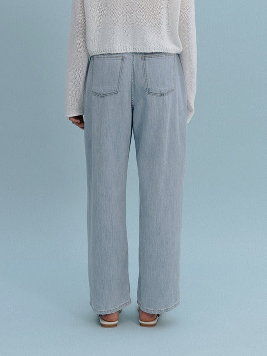 Mango Maniplease Dew Pintuck Jeans Light Blue