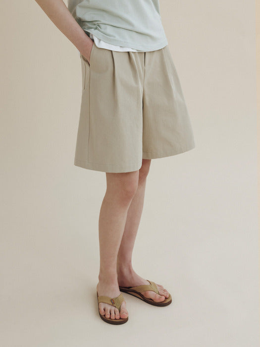 Mango Maniplease Coy Pintuck Shorts Beige
