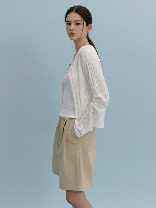 Mango Maniplease Coy Pintuck Shorts Beige