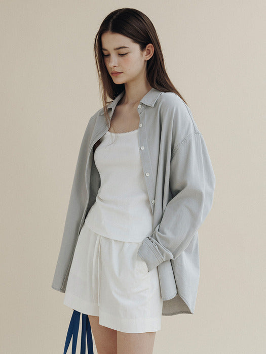 Wconcept_Mango_Maniplease Mango Maniplease Pilo Denim Shirt - Light Grey