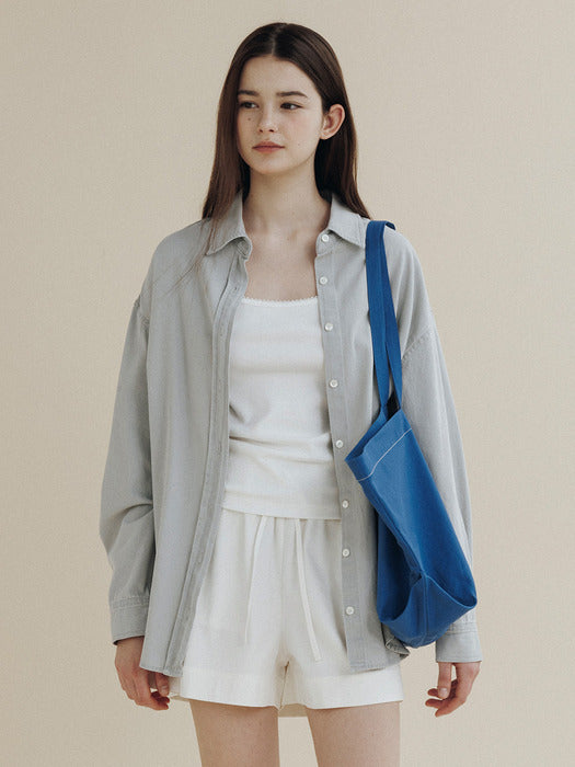 Wconcept_Mango_Maniplease Mango Maniplease Pilo Denim Shirt - Light Grey