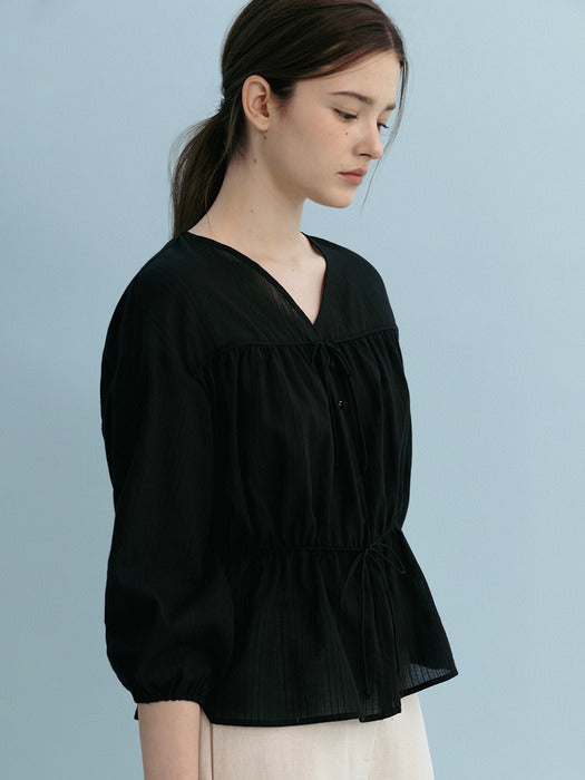 Mango Maniplease Cliche String Blouse Black