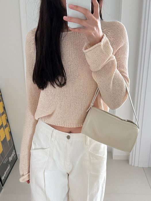 Mango Maniplease Neff Linen Crop Knit