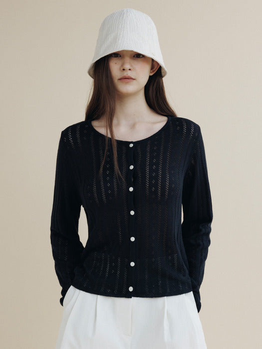 Mango Maniplease Flo Punching Cardigan Navy