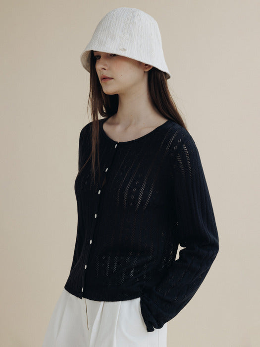 Mango Maniplease Flo Punching Cardigan Navy
