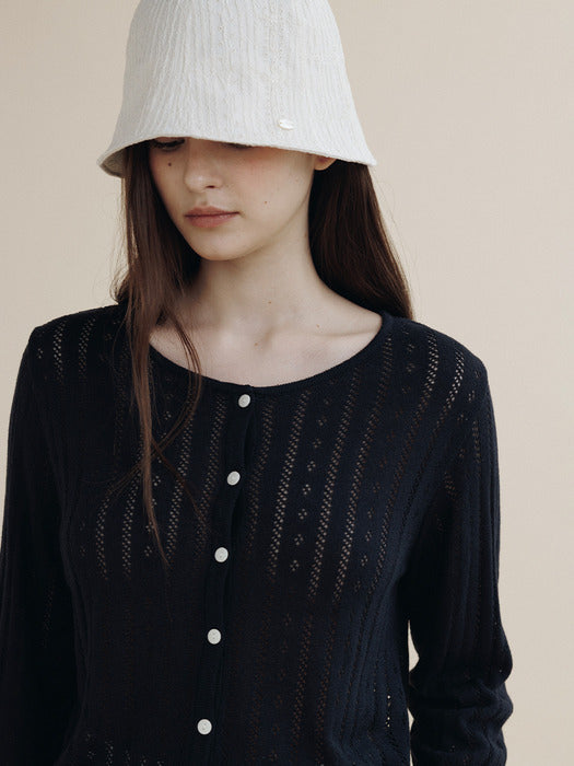 Mango Maniplease Flo Punching Cardigan Navy