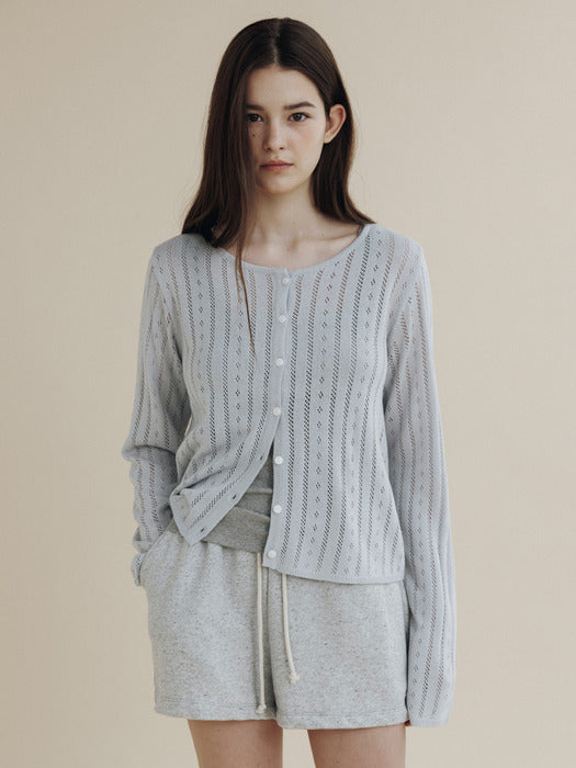 Mango Maniplease Flo Punching Cardigan Light Blue