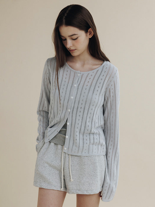 Mango Maniplease Flo Punching Cardigan Light Blue