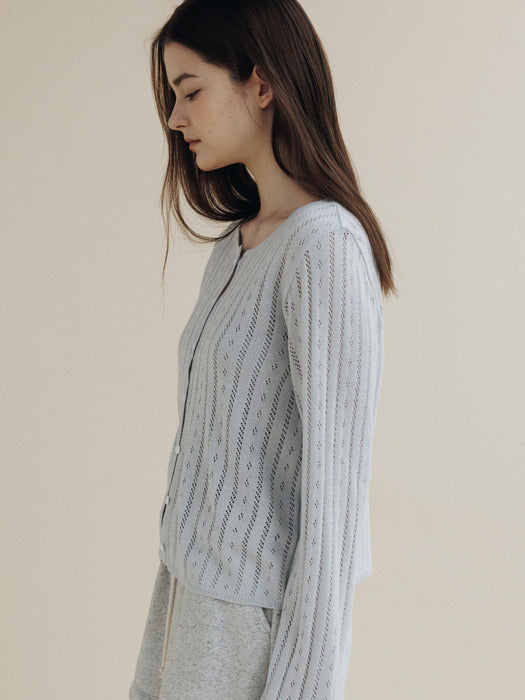 Mango Maniplease Flo Punching Cardigan Light Blue