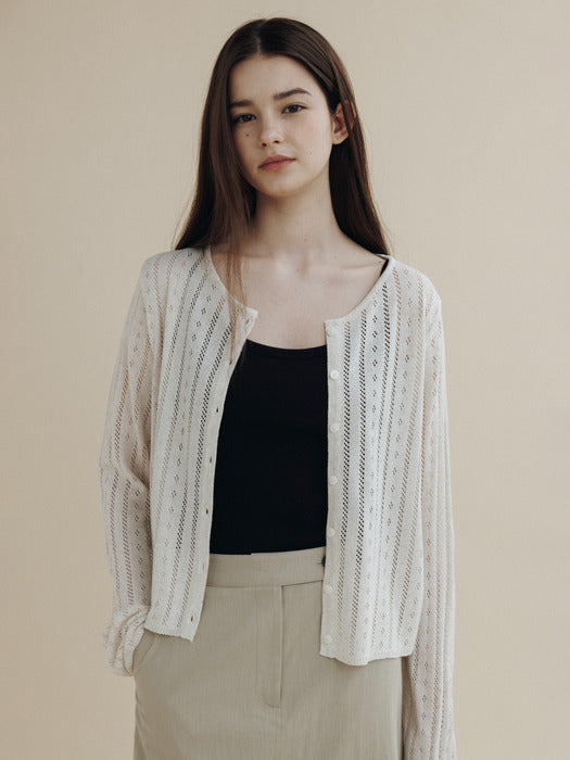 Mango Maniplease Flo Punching Cardigan Natural