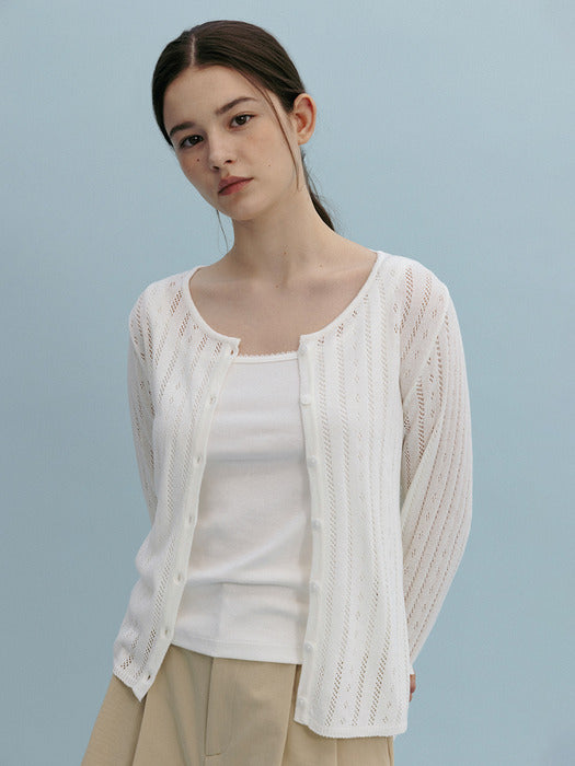 Mango Maniplease Flo Punching Cardigan Ivory