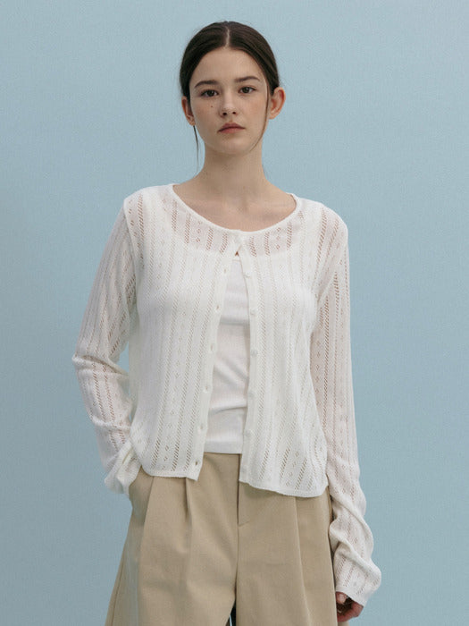 Mango Maniplease Flo Punching Cardigan Ivory