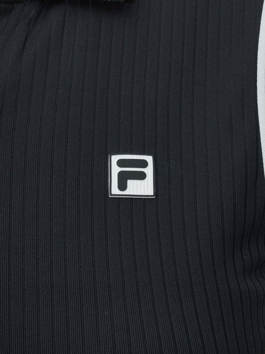 Tennis Cooling Ribbed Collared Tank Top_FS2ITH2352F_BLK