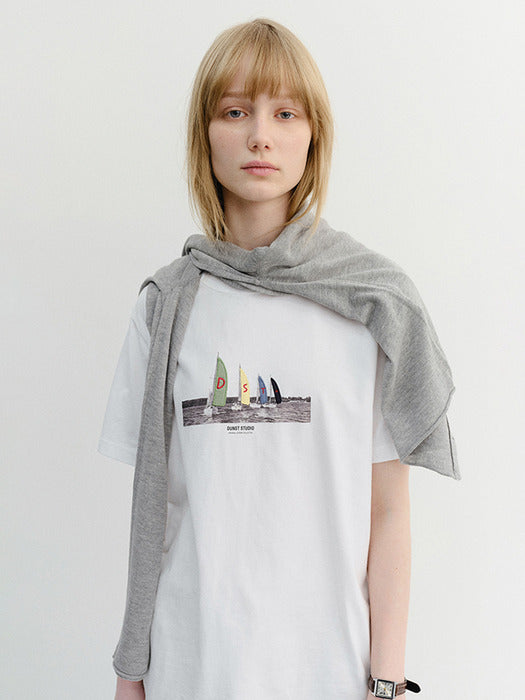 Dunst Unisex Applique Yacht T-Shirt Off White