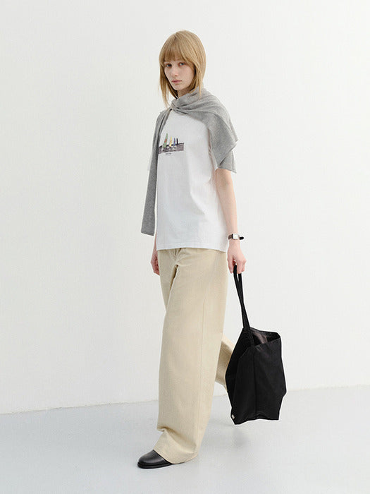 Dunst Unisex Applique Yacht T-Shirt Off White