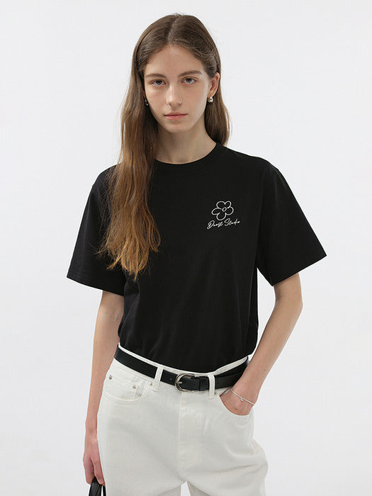 Dunst Unisex Drawing Bloom Logo T-Shirt Black