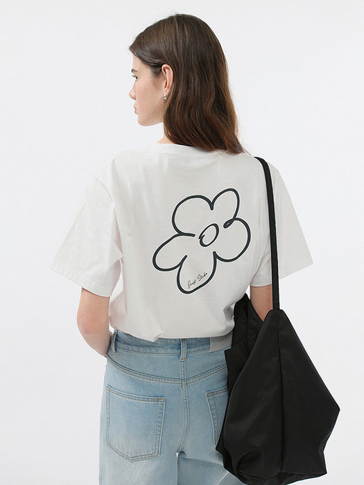 Dunst Unisex Drawing Bloom Logo T-Shirt Off White
