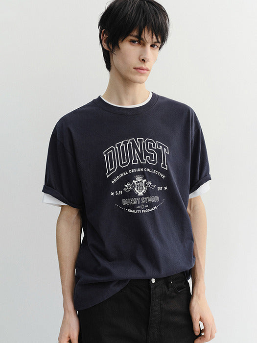 Dunst Unisex Cupid Arch Logo T-Shirt French Navy