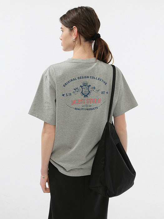 Dunst Unisex Cupid Arch Back Logo T-Shirt Melange Grey