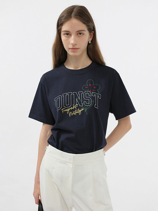 Dunst Unisex Drawing Bloom T-Shirt French Navy