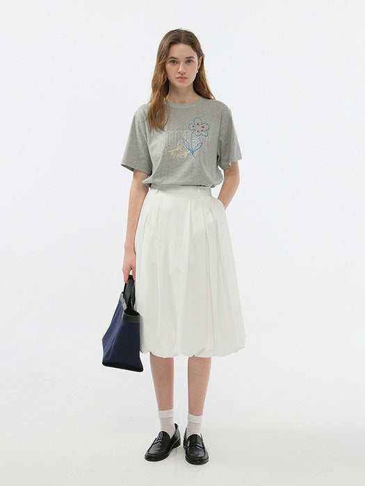 Dunst Unisex Drawing Bloom T-Shirt Melange Grey