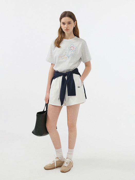Dunst Unisex Drawing Bloom T-Shirt Light Melange Grey