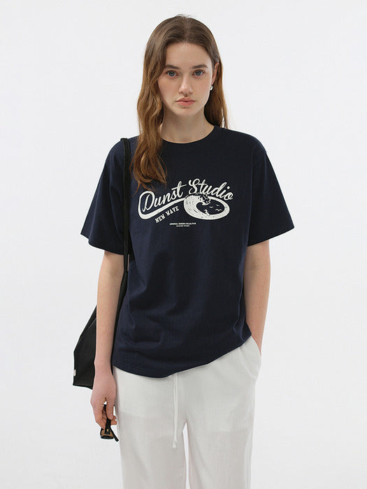 Dunst Unisex Wave Logo T-Shirt French Navy