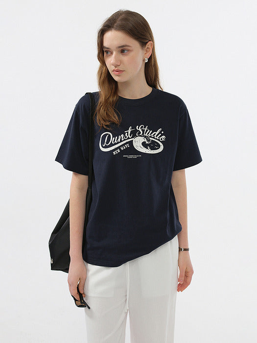 Dunst Unisex Wave Logo T-Shirt French Navy