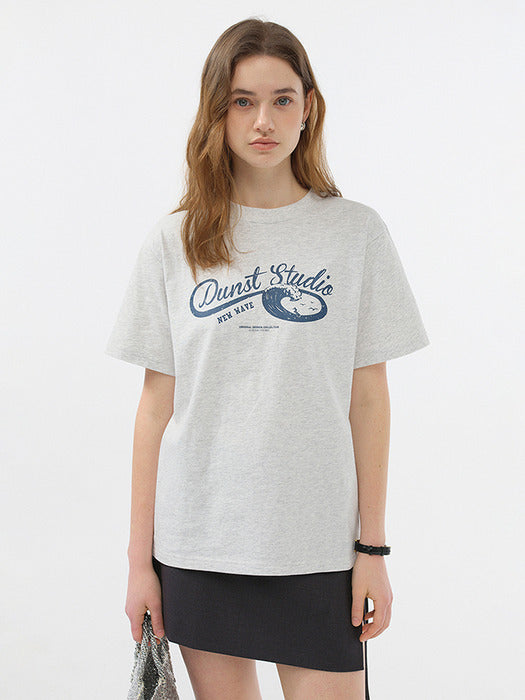 Dunst Unisex Wave Logo T-Shirt Light Melange Grey