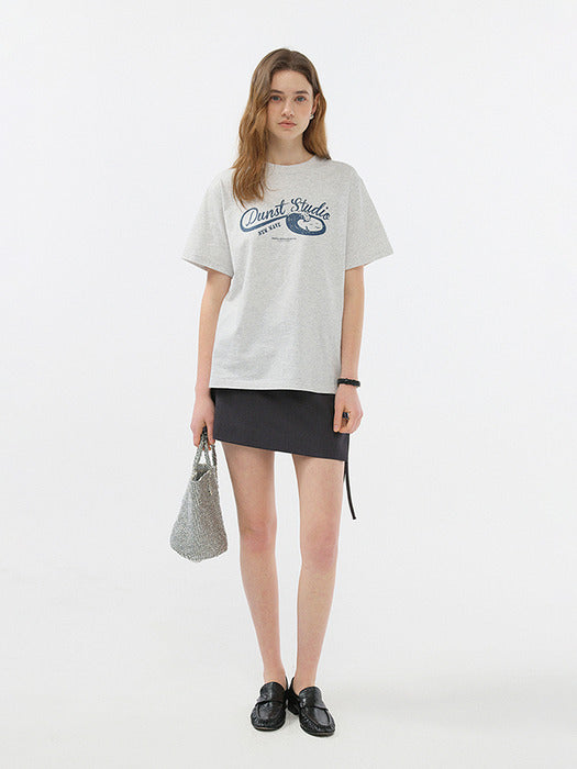 Dunst Unisex Wave Logo T-Shirt Light Melange Grey