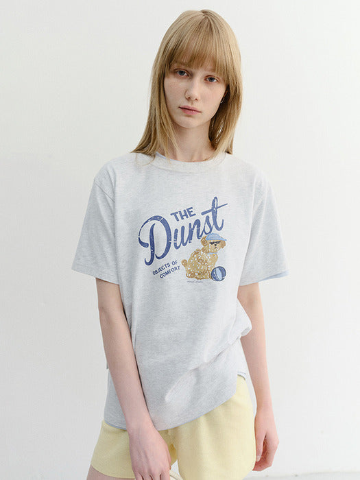 Dunst Unisex Drawing Puppy T-Shirt Light Melange Grey