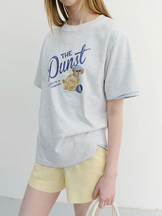 Dunst Unisex Drawing Puppy T-Shirt Light Melange Grey