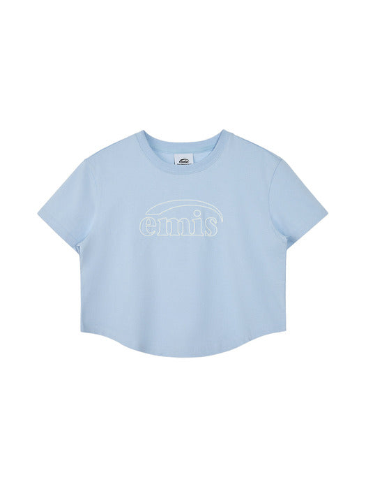 [emis] (WOMENS) CHAIN STITCH T-SHIRT-SKY BLUE