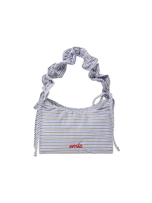 [emis] RIBBON STRING HOBO BAG-BLUE STRIPE