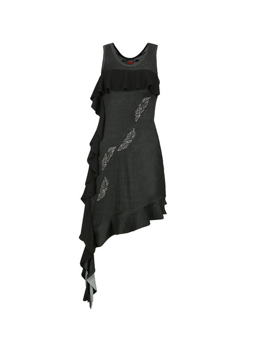 [andersson bell] FLOW RUFFLE DRESS atb1266w(WASHED BLACK)