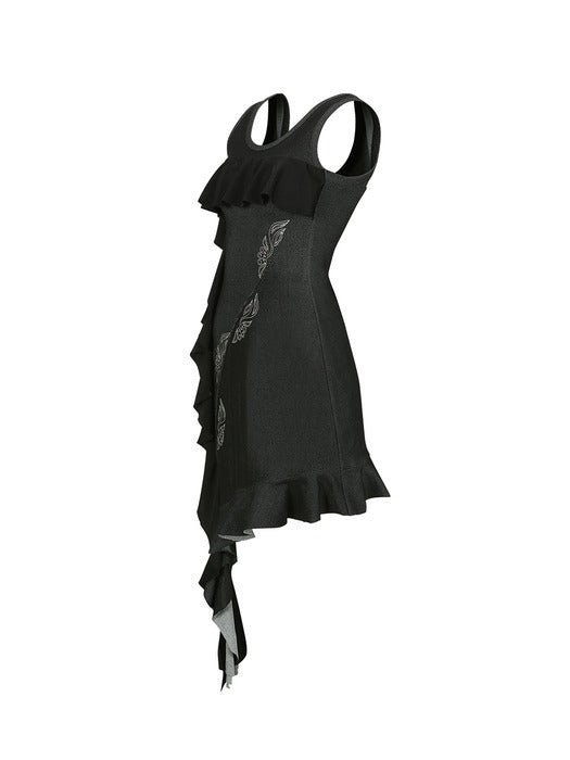 [andersson bell] FLOW RUFFLE DRESS atb1266w(WASHED BLACK)