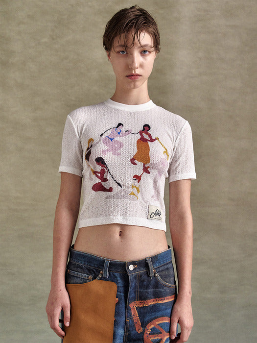 [andersson bell] (ESSENTIAL) HAIR BRAID CIRCLE RINGER T-SHIRT atb1321w(WHITE)