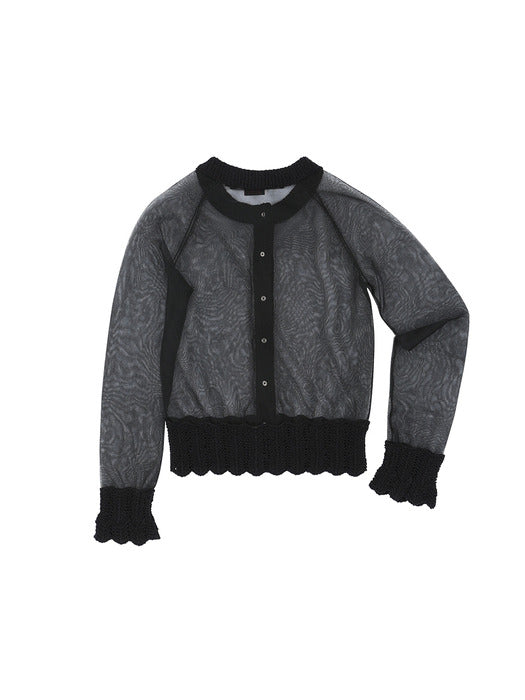 [andersson bell] SHEER KNIT CARDIGAN atb1327w(BLACK)