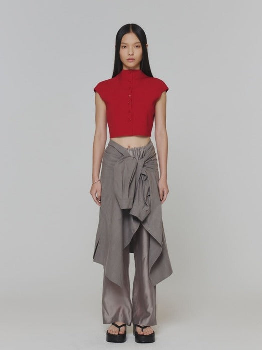 [amomento] WHOLEGARMENT CAP SLEEVE CARDIGAN_RED